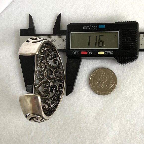 Sterling Silver 925 Chunky Openwork Scrollwork Wide Cuff Bracelet Sz 6" 36g - Picture 15 of 16